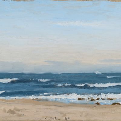 Sale Photo Thumbnail #132: Robert Kulicke "Seascape" Oil on Gessoed Masonite