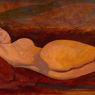 Sale Photo Thumbnail #101: Saliba Douaihy Reclining Nude Oil Painting