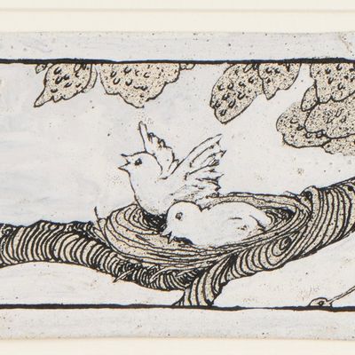 Sale Photo Thumbnail #121: Wanda Gag Birds MM Ink & Gouache Drawing