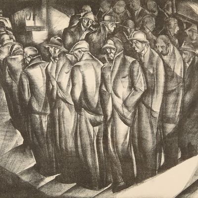 Sale Photo Thumbnail #139: Iver Rose "Breadline" Modernist Lithograph Print