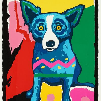 Sale Photo Thumbnail #15: George Rodrigue "Colorful Blue Dog" Print