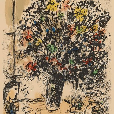 Sale Photo Thumbnail #41: Marc Chagall "La Lecture" Lithograph 1973