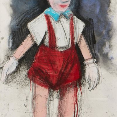Sale Photo Thumbnail #69: Jim Dine "Red Pants II" Hand-Colored Etching 1999