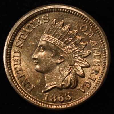 Sale Photo Thumbnail #353: 1863 INDIAN CENT CH/GEM BU