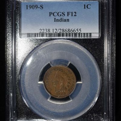 Sale Photo Thumbnail #179: 1909-S INDIAN CENT PCGS F12