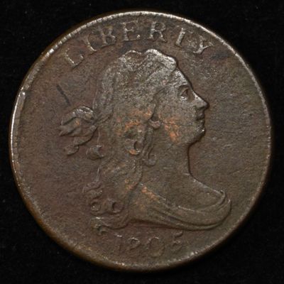 Sale Photo Thumbnail #147: 1805 DRAPED BUST HALF CENT VF