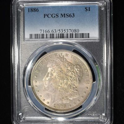 Sale Photo Thumbnail #261: 1886 MORGAN DOLLAR PCGS MS-63