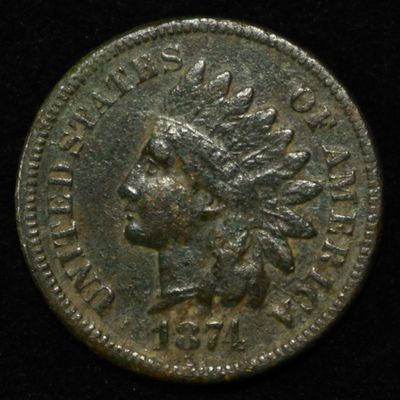 Sale Photo Thumbnail #172: 1874 INDIAN HEAD CENT VF