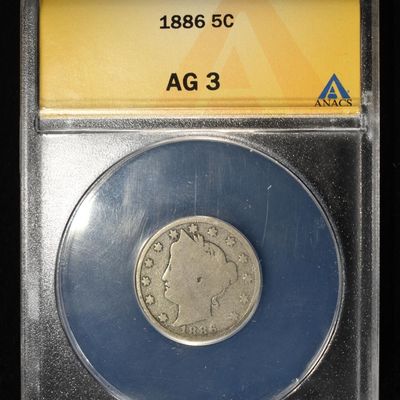 Sale Photo Thumbnail #208: 1886 "V" NICKEL AG 3 ANACS