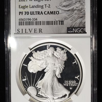 Sale Photo Thumbnail #17: 2021-W T-2 PROOF SILVER EAGLE NGC PF70 ULTRA CAMEO