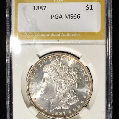 Sale Photo Thumbnail #263: 1887 MORGAN DOLLAR PGA SUPERB GEM BU