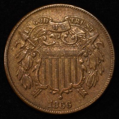 Sale Photo Thumbnail #194: 1866 TWO-CENT PIECE AU/BU