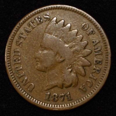 Sale Photo Thumbnail #169: 1871 INDIAN HEAD CENT VF