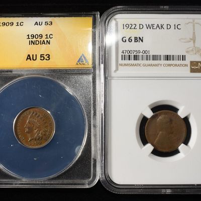 Sale Photo Thumbnail #176: (2) GRADED CENTS