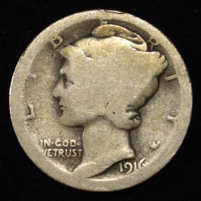 Sale Photo Thumbnail #364: 1916-D MERCURY DIME AG/G