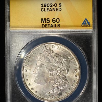 Sale Photo Thumbnail #281: 1902-O MORGAN DOLLAR MS 60 DETAILS CLEANED ANACS