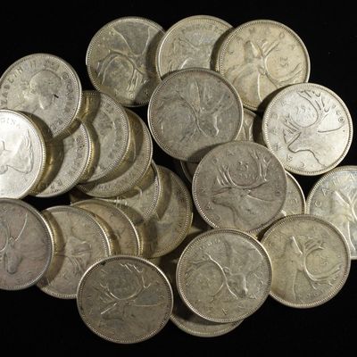 Sale Photo Thumbnail #334: (25) CANADIAN QUARTERS 80% SILVER