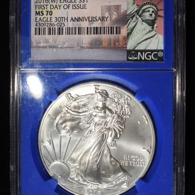 Sale Photo Thumbnail #305: 2016-W AMERICAN SILVER EAGLE MS 70 NGC