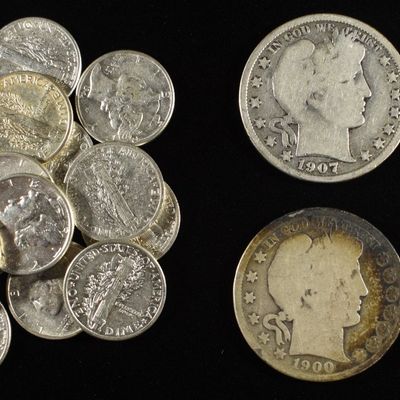 Sale Photo Thumbnail #331: (20) MERCURY DIMES, (4) BARBER HALVES 90% SILVER