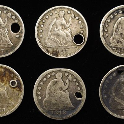 Sale Photo Thumbnail #202: (6) LIBERTY SEATED HALF DIMES DAMAGED