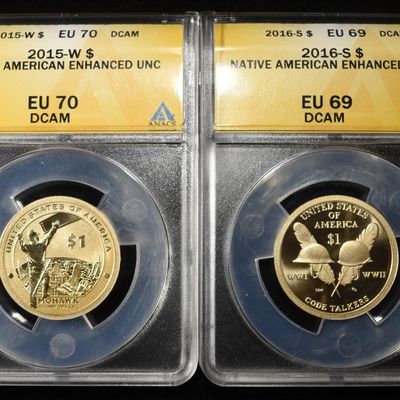 Sale Photo Thumbnail #308: 2015-W & 2016-S $1 ANACS EU69-70 DCAM