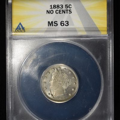 Sale Photo Thumbnail #207: 1883 NC 'V' NICKEL ANACS MS63