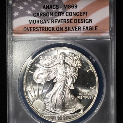 Sale Photo Thumbnail #21: 2021-CC CONCEPT DOLLAR 1 OZ .999 ANACS MS69