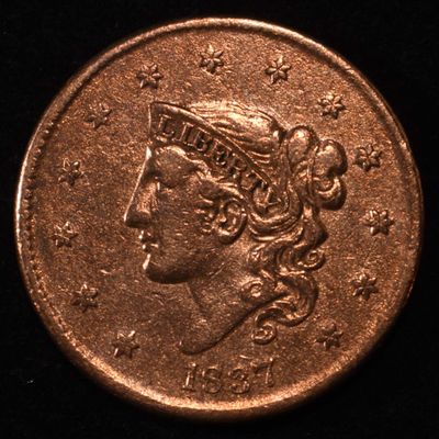 Sale Photo Thumbnail #156: 1837 CORONET HEAD LARGE CENT RD AU