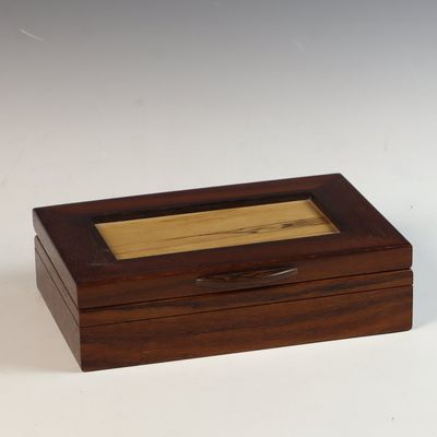 American Studio Artisan Handcrafted Exotic Wood Box with Spalted Wood Inlay