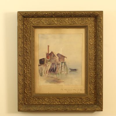 American School, 20th Century, The Abandoned Wharf at Low Tide, Provincetown, Mass. Watercolor