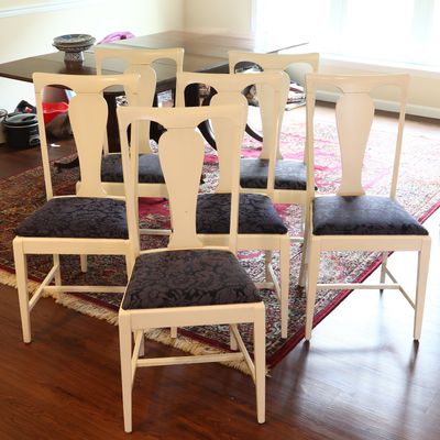 A Set of Six Neoclassical Style Shield Back Painted Wood Dining Side Chairs