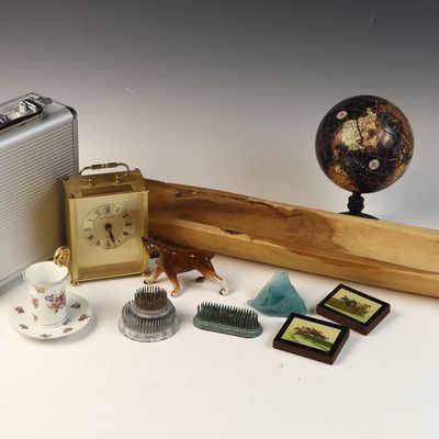 Hamilton Carriage-Style Mantel Clock and a Collection of Decorative Objects and Games