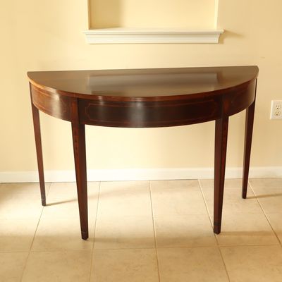 Federal Style Inlaid Mahogany Demilune Console Table