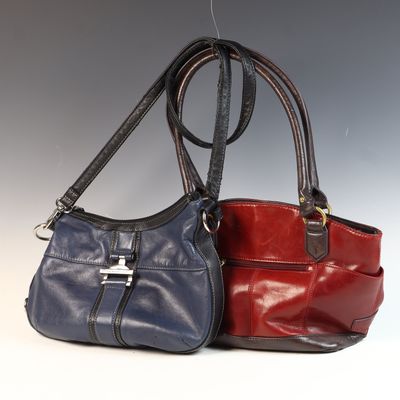 Two Tignanello Handbags in Navy Blue and Oxblood Red