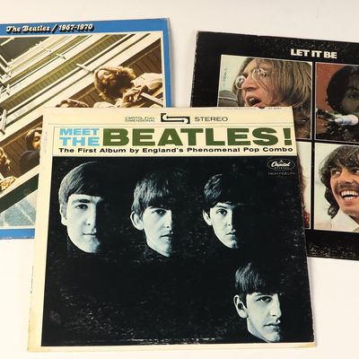 A Trio of The Beatles Vinyl LP Albums Including Meet The Beatles!, Let It Be, and 1967-1970