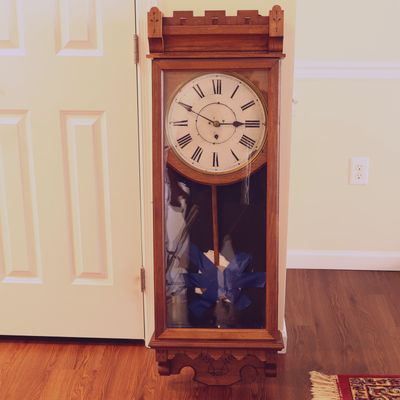 Antique Weight Driven Wall Regulator Clock