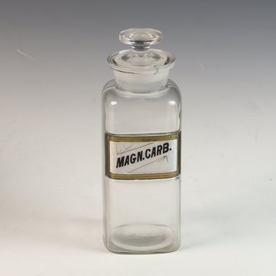 Clear Glass Square-Shouldered Apothecary Jar with Stopper