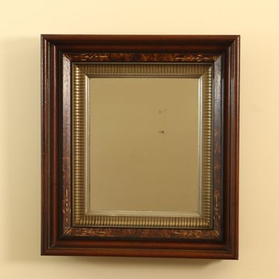 Late 19th Century Victorian Tiered Burl Wood Veneer and Gilt Wall Mirror
