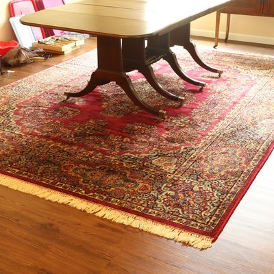 Large Machine-Woven Oriental Style Area Rug in Red and Blue