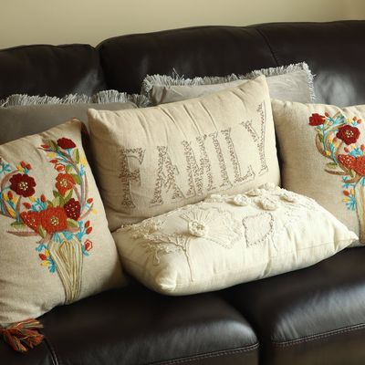 A Set of Five Decorative Embroidered and Beaded Throw Pillows