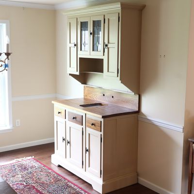 Murphy New York Two Piece Painted and Stained Wood Kitchen Hutch with Sink
