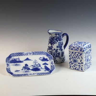 A Trio of Blue and White Transfer-Printed Ceramic Decorative Tablewares