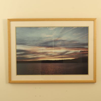 Large-Scale Framed Color Landscape Photograph of Sunset