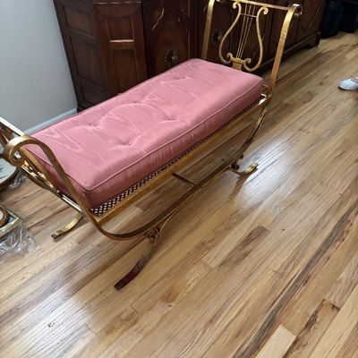 Antique gold gilded harp bench 