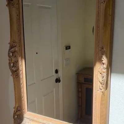Vintage French Style Mirror with Wood Ornate Frame, 31” x 43 1/2”