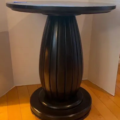 Dark Wood Round Pedestal Accent Table, 22” x 22” x 25 1/2”