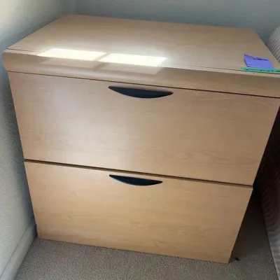 Wood Two Drawer Filing Cabinet, 21” x 29” x 28”
