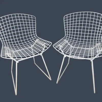 Vintage Harry Bertoia-Style Wire Side Chairs - Pair