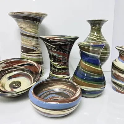 Desert Sands Swirl Handmade Pottery Vases & Bowls Collection