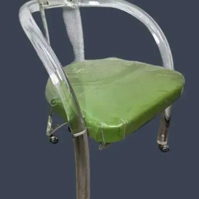 Vintage Charles Hollis Jones-Style Lucite Rolling Armchair